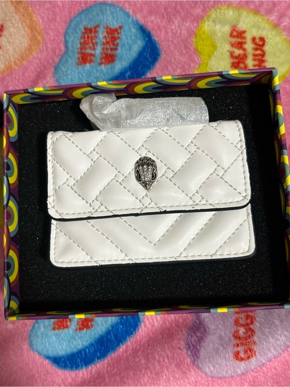 White Quilted Kurt Geiger micro bag